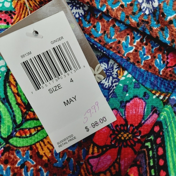 New TAYLOR Double Strap Printed Dress Colorful Floral P5457 - Picture 6 of 9